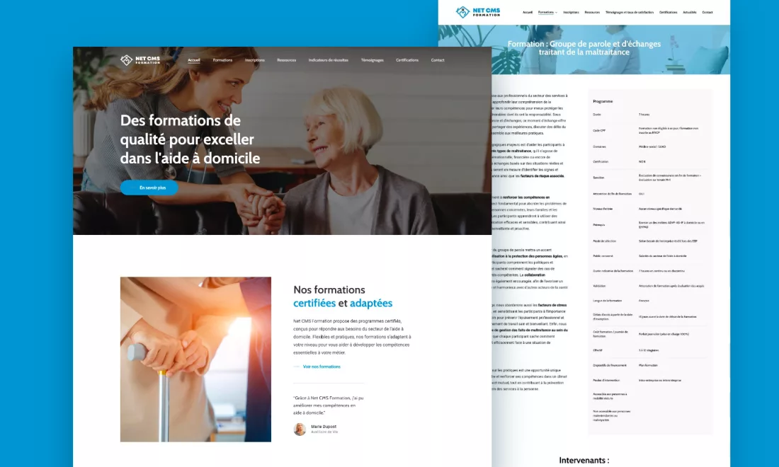 Net CMS Formation, visuel du projet